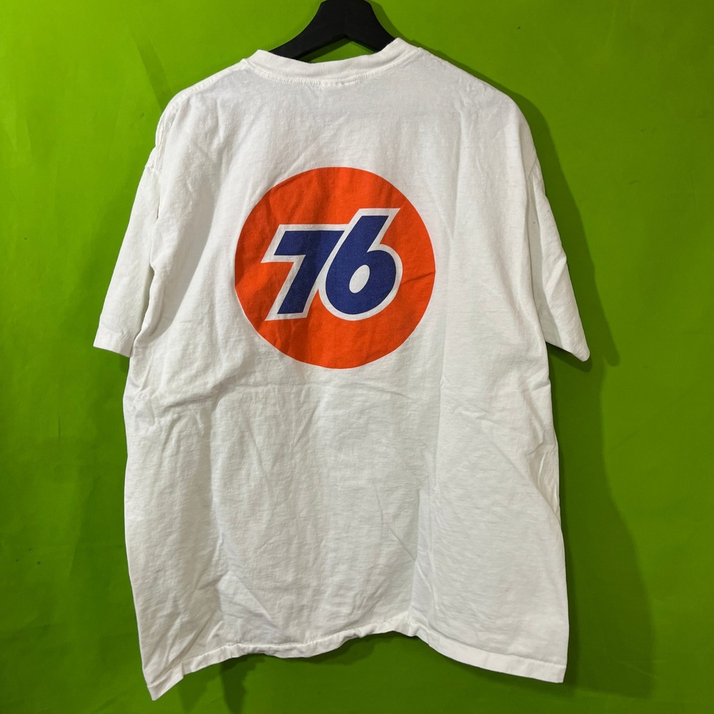 Vintage 76 Gas Station Smiley Face T-Shirt Oneita Power-Pro White XL 90s Logo